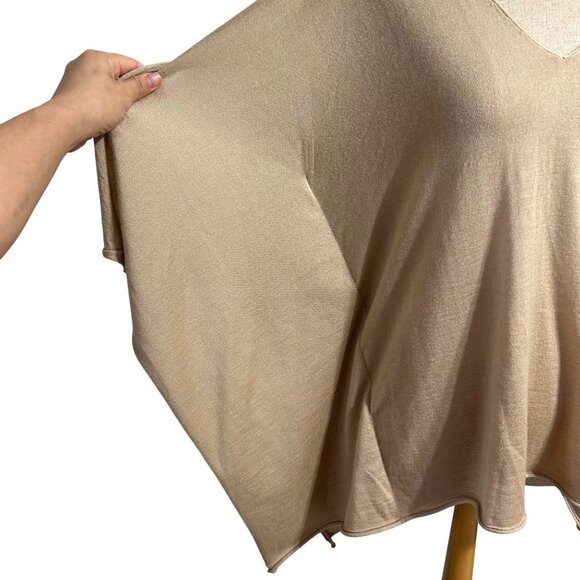 Ralph Lauren Purple Label Womens M Beige V-Neck Oversized Poncho-Style Knit Top - Picture 2 of 12